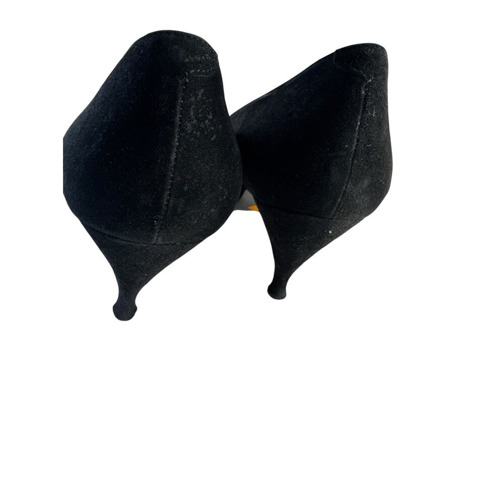 Vintage Timothy Hitsman Women Suede Leather Heels Scalloped Waves Black 6.5M - Picture 4 of 14